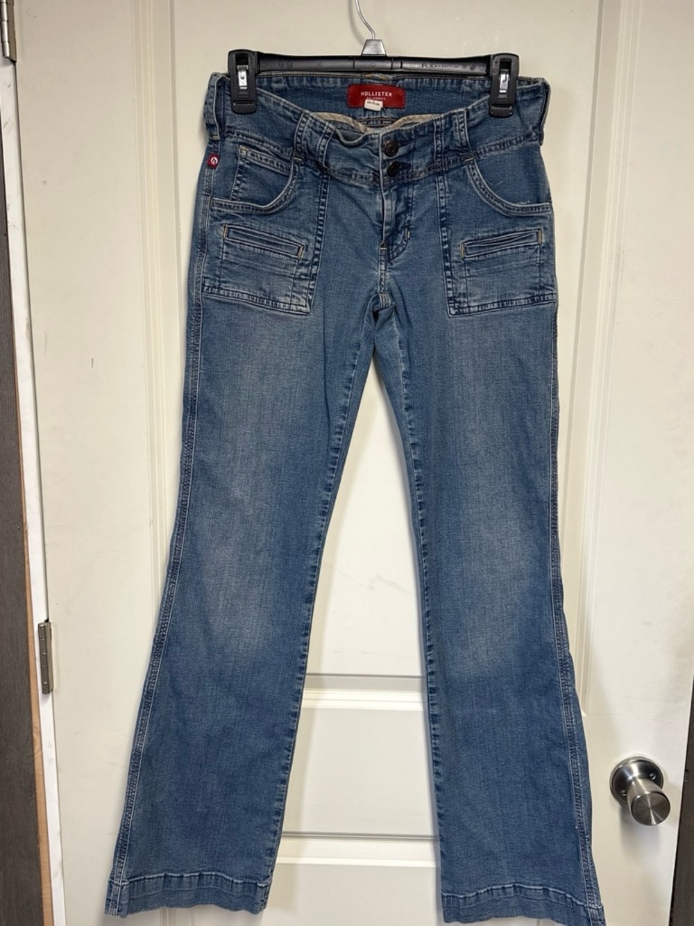 Y2K Hollister Women's Light Blue Bootcut Jeans with Utility Pockets size 5